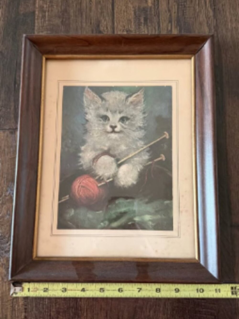 Vintage Kitten Lithograph Print Retro Cat Wall Art Decor